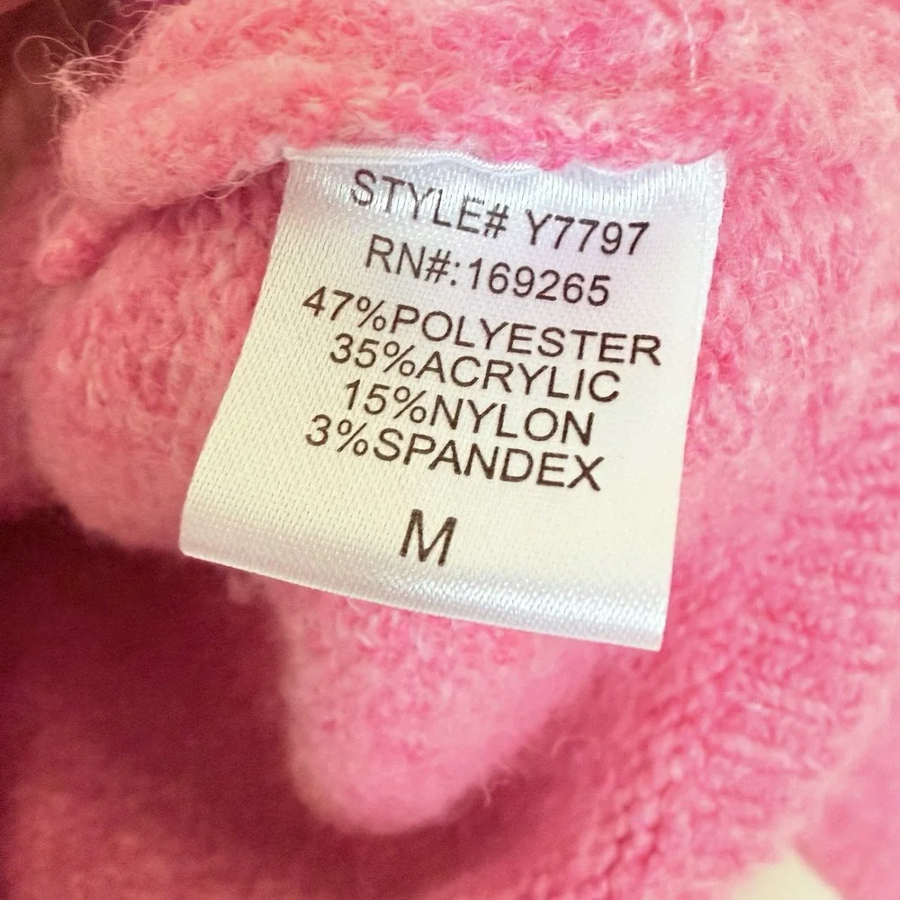 Threaded Leaf Pink Heart Sweater M Coquette Kawaii Soft Girl Y2K Balletcore